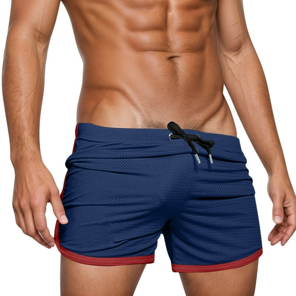 Bcfgryg Men's Board Shorts For Beach Outdoor Summer Swimming Surfing Casual Comfortable Pure Color Drawstring Swim Trunks Men's Linen Shorts For Summer Travel Navy M