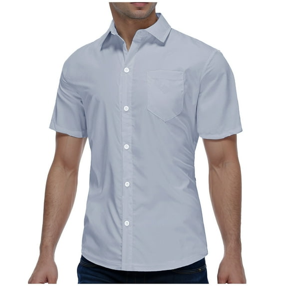 Bcfgryg Men's Button Sleeved Business Solid Color Casual Men's Comfortable Short Sleeved Lapel Men's Shirt Big and Tall Men's Shirts