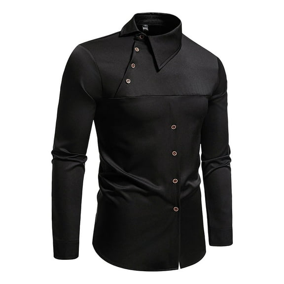 Bcfgryg Men's Casual Fashion Long Sleeved Shirt Men’S Formal Dress Shirts Black