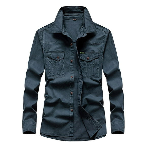 Bcfgryg Men's Casual Fashion Solid Color Personality Long Sleeve Shirt Big and Tall Men's Shirts