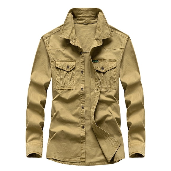 Bcfgryg Men's Casual Fashion Solid Color Personality Long Sleeve Shirt Big and Tall Men's Shirts