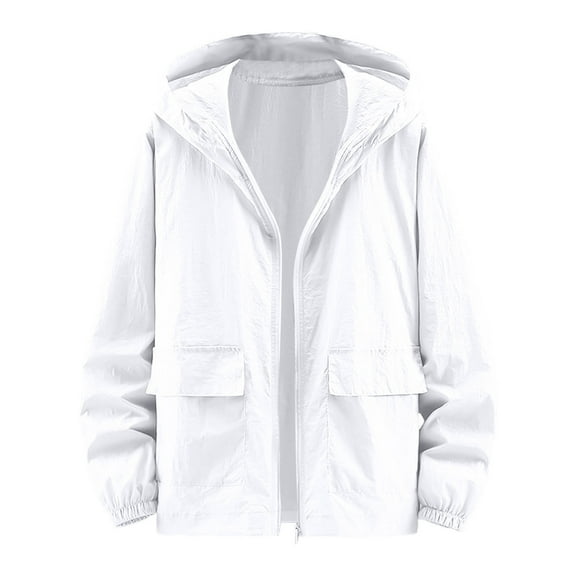 Bcfgryg Men's Casual Hooded Jacket Lightweight Breathable Outdoor Windbreaker Zippered Comfortable Spring Summer Fall Coat For Daily Wear Casual Denim Jackets For Men