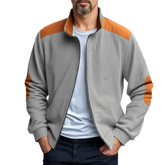 Bcfgryg Men's Casual Jackets Lightweight Loose Fit Zip Up Summer Outdoor Comfortable Stretchable Daily Wear Trendy Two Tone Design Men's -Lined Casual Jackets