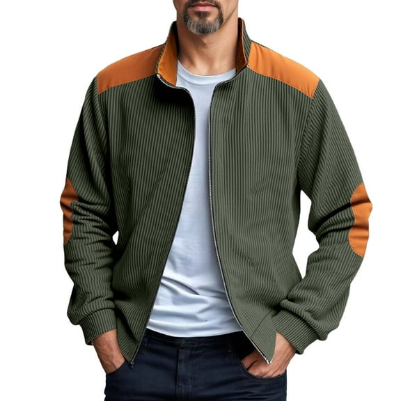 Bcfgryg Men's Casual Jackets Lightweight Loose Fit Zip Up Summer Outdoor Comfortable Stretchable Daily Wear Trendy Two Tone Design Men's -Lined Casual Jackets