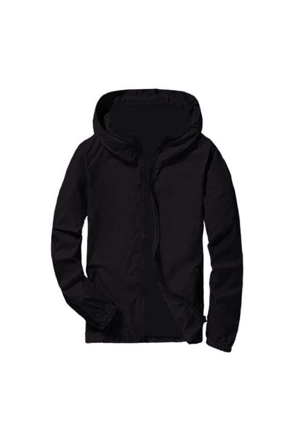 Men's Casual Pure Color Plus Size Hoodie Reflective Zipper Outdoor Sport Coat Mens Knit Sweater Black L