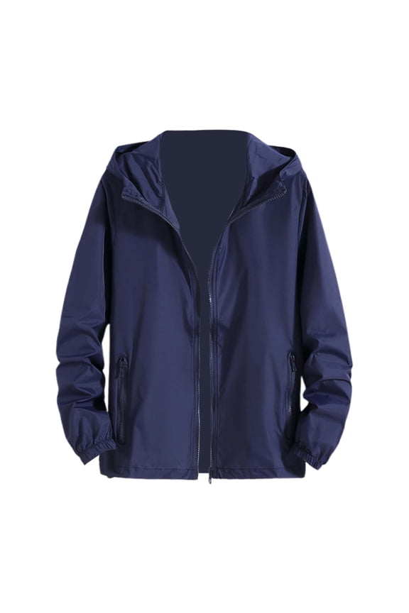 Men's Casual Pure Color Plus Size Hoodie Reflective Zipper Outdoor Sport Coat Mens Sweater Blue XXXXL