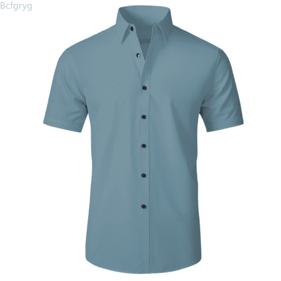 Bcfgryg Men's Casual Short Sleeve Shirt Pure Color Breathable Comfortable Daily Wear Spring Summer Fall Versatile Stylish Top Men Shirts Casual Blue S