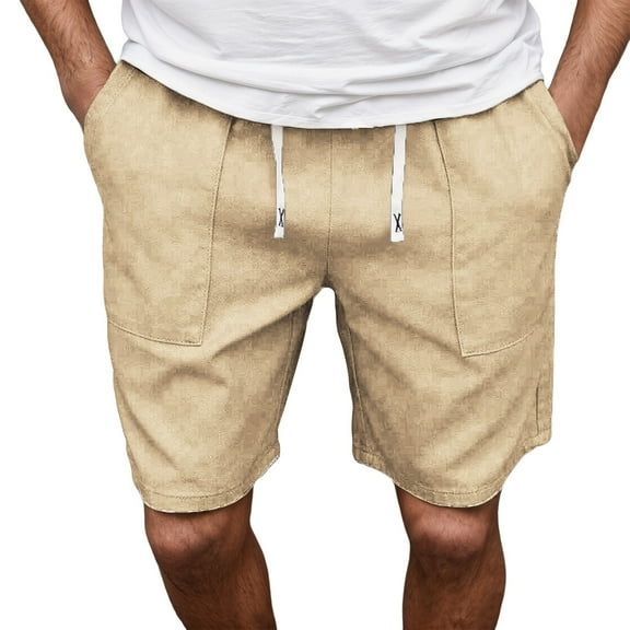 Bcfgryg Men's Casual Shorts For Everyday Wear Straight Leg Style For Summer Outings Versatile Plain Design Ideal For T Shirt Pairing Machine And Hand Washable Khaki Shorts Men Khaki XL