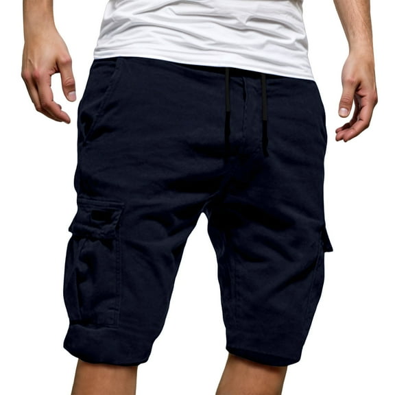 Bcfgryg Men's Casual Shorts For Summer Lightweight Pocket Design Comfortable Fit For Everyday Wear And Sports Activities Men's Linen Shorts For Summer Travel Navy XXXL