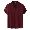 thumbnail image 1 of Bcfgryg Men's Casual Solid Shirt Short Sleeve Single Turn-Down Collar Shirt Business Shirts Men, 1 of 4