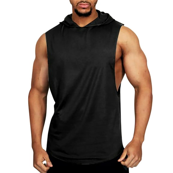 Bcfgryg Men's Casual Spring And Summer Sleeveless Hooded T Shirt Vest Shirt With Solid Color Vest Lightweight Men's Vest