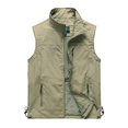 thumbnail image 1 of Bcfgryg Men's Casual Stand C Ollar Vest Practical Travel Fishing Vest Outdoor Work Lightweight S Afari Photo M Ulti Pocket Shoulder Cargo Vest Men's Sleeveless Jacket Vest, 1 of 3