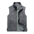 thumbnail image 1 of Bcfgryg Men's Casual Stand C Ollar Vest Practical Travel Fishing Vest Outdoor Work Lightweight S Afari Photo M Ulti Pocket Shoulder Cargo Vest Men's Sleeveless Jacket Vest, 1 of 3