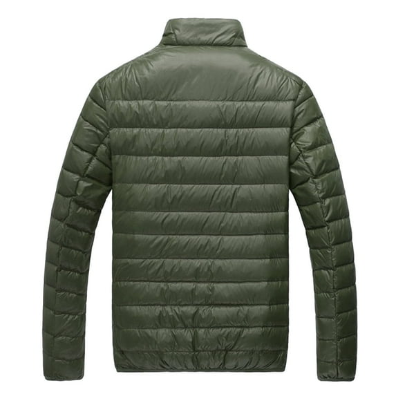 Bcfgryg Men's Casual Winter Jacket Warm Men Zipper Stand Collar Coat With Pocket Men's Fleece Jacket Green XXL