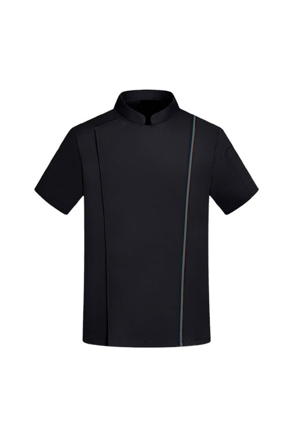 Men's Chef Jackets Short Sheeve Restaurant Summer Kitchen Uniform Shirts Black