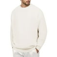 thumbnail image 1 of Bcfgryg Men's Knit Sweater Coat Winter Warm Soft Long Sleeve Round Neck Casual Pullover Oversized Cozy Outwear Mens Sweater Beige XL, 1 of 4