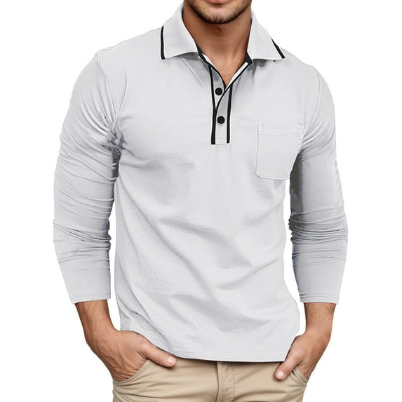 Bcfgryg Men's Classic Long Sleeve Shirt Comfortable Breathable Casual Wear For Daily Home Outdoor Activities Slim Fit Turn Down Collar Solid Color Men's Collared Shirts
