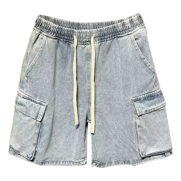 Bcfgryg Men's Denim Cargo Shorts 5 Inch Casual Washed Pants For Summer Outdoor Wear Men's Shorts Light Blue XXL