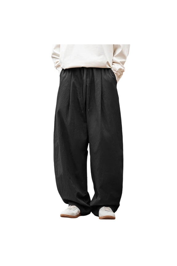 Men's Drapey Loose Casual Pants Japanese Retro Pleated Design Micro Leg Drawstring Long Pants Casual Pants For Men