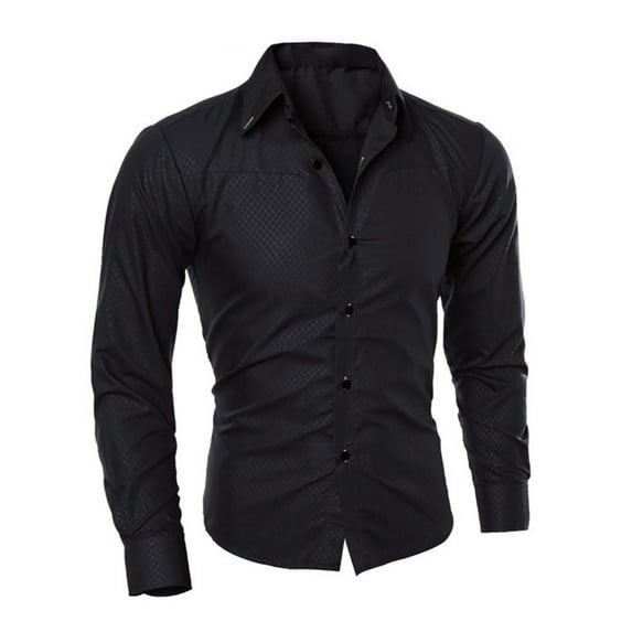 Bcfgryg Men's Dress Shirt Formal Stretch Long Sleeve Slim Fit Button Down Shirts For Wedding Party MenâS Formal Dress Shirts Black
