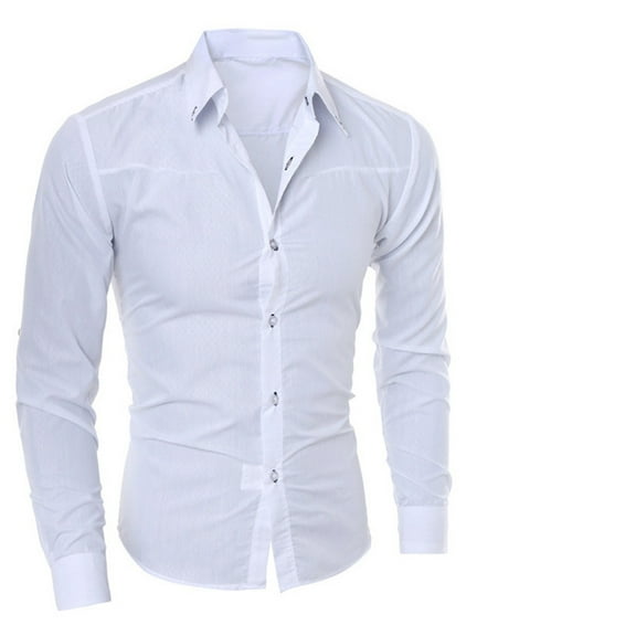 Bcfgryg Men's Dress Shirt Formal Stretch Wrinkle Long Sleeve Slim Fit Button Down Shirts For Wedding Party Men’S Formal Dress Shirts White