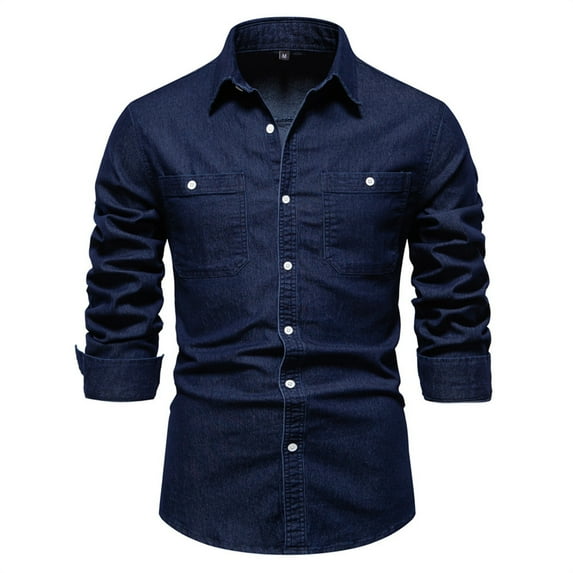 Bcfgryg Men's Fashion New Fall Casual Long Sleeve Slim Denim Shirt Stretch Comfort Men's Shirts