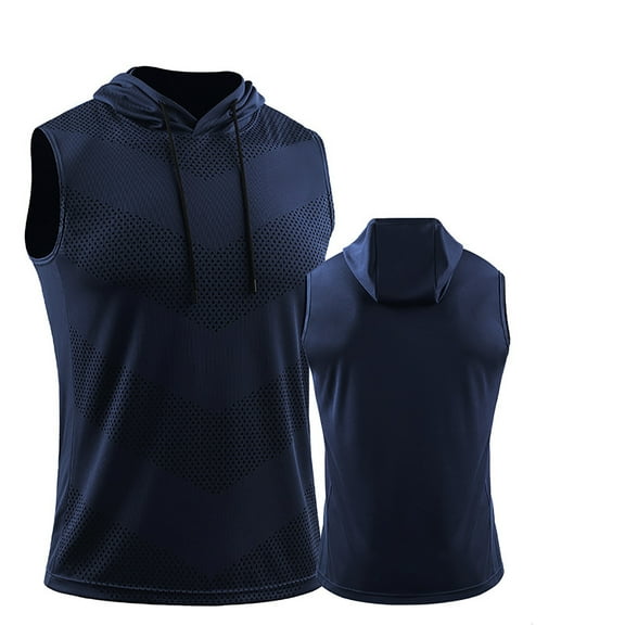 Bcfgryg Men's Hooded Vest Sleeveless Top Basketball Running Fitness Wear Lightweight Men's Vest