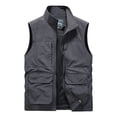 thumbnail image 1 of Bcfgryg Men's Jacket Vest Overalls Vest M Ulti Pocket Outdoor Casual Solid Color Simple Slim Stand C Ollar Comfortable Vest for Men, 1 of 3