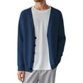 thumbnail image 1 of Bcfgryg Men's Knit Cardigan Sweater Casual Loose Fit Korean Style Versatile Button Up Outerwear For Spring Fall Winter Long Cardigan Men Blue XXL, 1 of 5