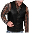 thumbnail image 1 of Bcfgryg Men's Leather Vest Cowboy Vest Slim Fit Sleeveless V Neck Waistcoat Casual Black, 1 of 4
