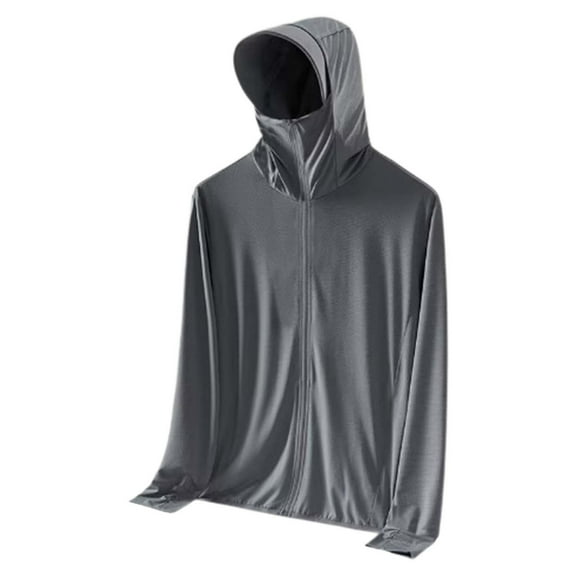 Bcfgryg Men's Lightweight Anorak Jacket Sun Windproof Loose Fit Casual Outerwear For All Seasons Men's Winter Coat Gray M