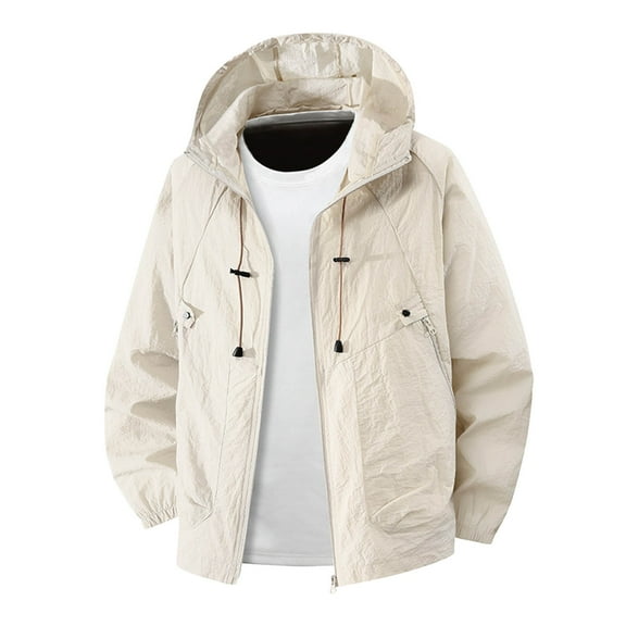 Bcfgryg Men's Lightweight Casual Hooded Jacket Water Spring Summer Outdoor Hiking Windbreaker Thin Comfortable Daily Wear Lightweight Casual Jackets For Men