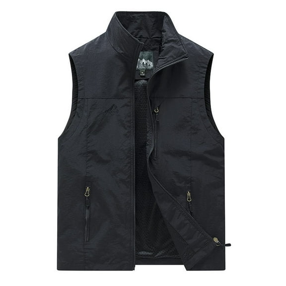 Bcfgryg Men's Lightweight Outdoor Vest Casual Fashion Stand Collar Sleeveless Jacket For Spring Summer Fall Daily Wear Men's Jacket Black XXXXL