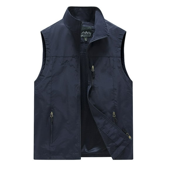 Bcfgryg Men's Lightweight Outdoor Vest Casual Fashion Stand Collar Sleeveless Jacket For Spring Summer Fall Daily Wear Men's Jacket Blue XXL