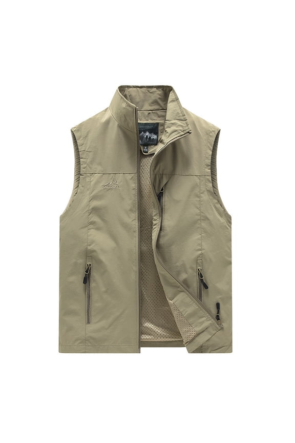 Men's Lightweight Outdoor Vest Casual Fashion Stand Collar Sleeveless Jacket For Spring Summer Fall Daily Wear Men's Jacket Yellow XL
