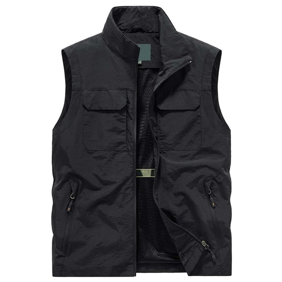 Bcfgryg Men's Lightweight Vest Jacket Casual Loose Fit Outdoor Workwear Sleeveless Coat For Spring Autumn Daily Wear Men's Jacket Black XXXXL