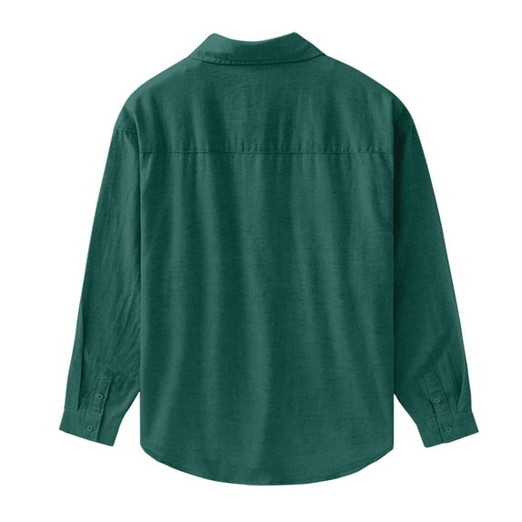 Bcfgryg Men's Linen Shirts Casual Button Down Long Sleeve Shirt Solid Summer Beach Shirts with Pocket Green