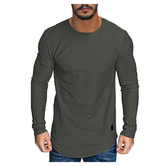 Bcfgryg Men's Long Sleeve Casual Lightweight Pullover Shirts Soft Stretch Basic Tees Fall Tops Gray