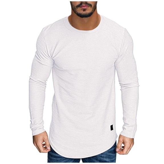 Bcfgryg Men's Long Sleeve Casual Lightweight Pullover Shirts Soft Stretch Basic Tees Fall Tops White