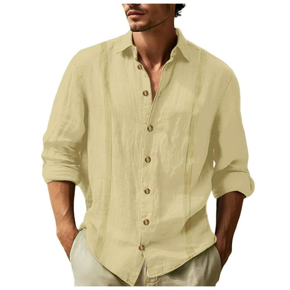 Bcfgryg Men's Long Sleeve Lapel Shirt Casual Solid Holiday Cardigan Shirts Tops Business Shirts Men