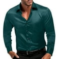 thumbnail image 1 of Bcfgryg Men's Long Sleeve Lapel Shirt Casual Solid Holiday Cardigan Shirts Tops Men's Linen Shirts Summer, 1 of 4