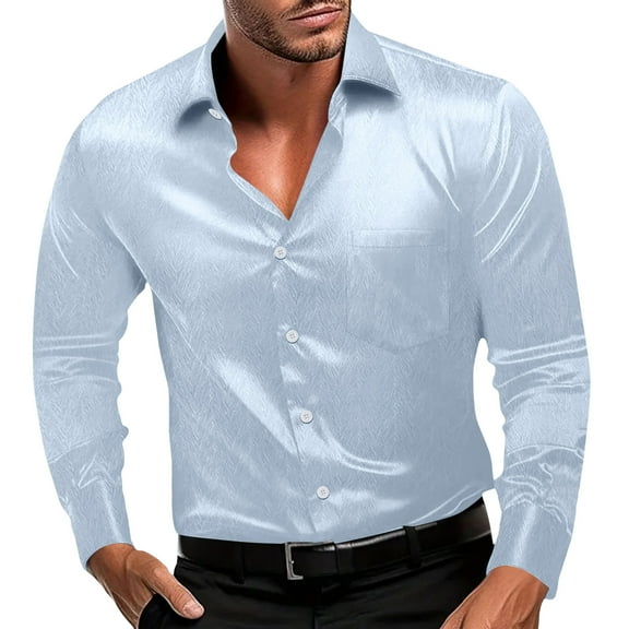 Bcfgryg Men's Long Sleeve Lapel Shirt Casual Solid Holiday Cardigan Shirts Tops Men's Linen Shirts Summer