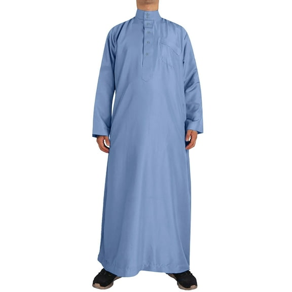 Bcfgryg Men's Long Sleeve Robe Button Down Clothing Blue