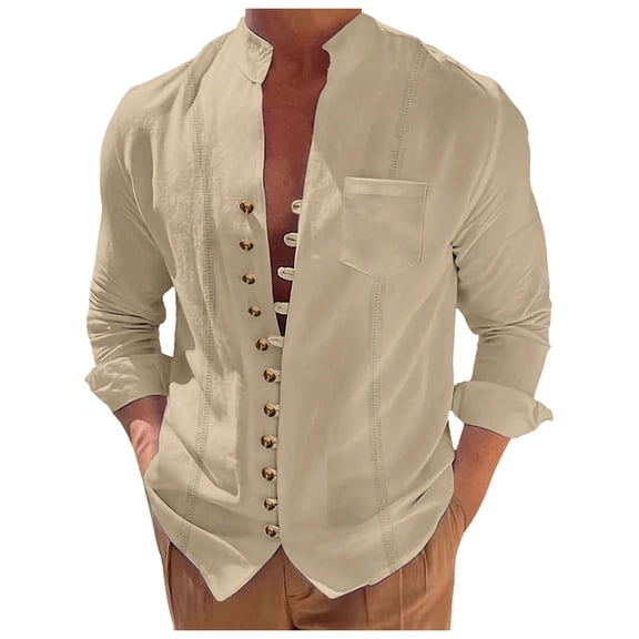 Bcfgryg Men's Long Sleeve Shirt Casual Solid Holiday Cardigan Shirts Tops Men Shirts Yellow