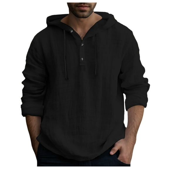 Bcfgryg Men's Long Sleeve Shirt Casual Solid Holiday Hooded Shirts Tops Men's Slim Fit Dress Shirts