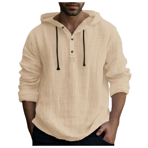 Bcfgryg Men's Long Sleeve Shirt Casual Solid Holiday Hooded Shirts Tops Men's Slim Fit Dress Shirts