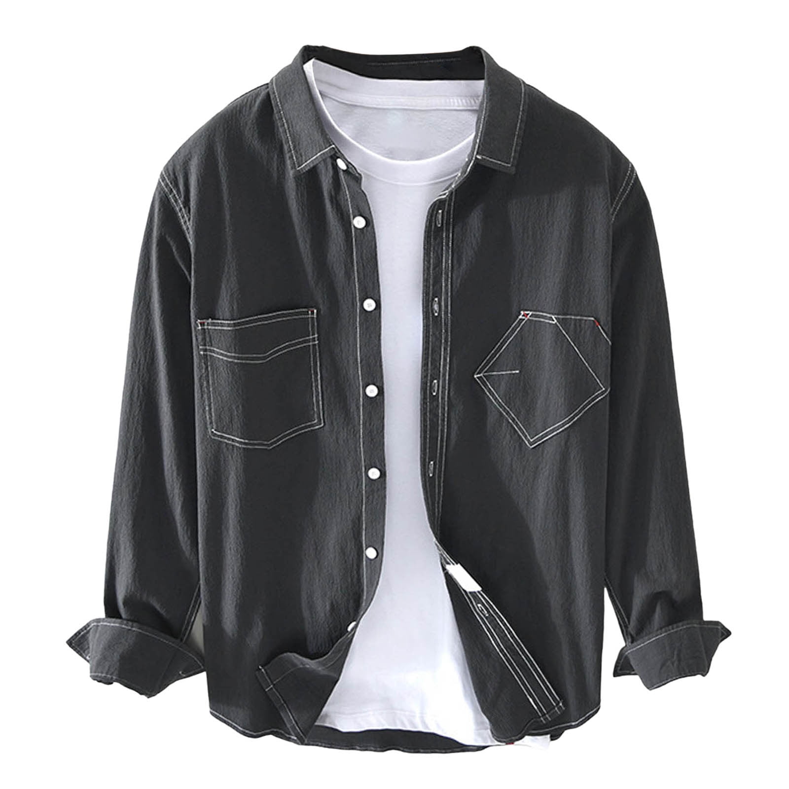 Men's Casual Black Free Stretchy Pocketless Business Long Sleeve Shirts main image 0