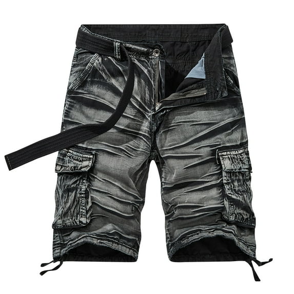 Bcfgryg Men's Loose Multi Pocket Casual Fashion Personality Cargo Shorts Khaki Shorts Men Black 30
