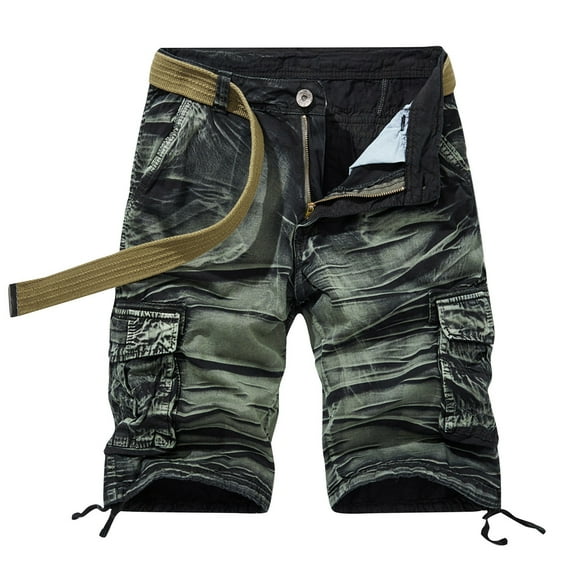 Bcfgryg Men's Loose Multi Pocket Casual Fashion Personality Cargo Shorts Khaki Shorts Men Green 32