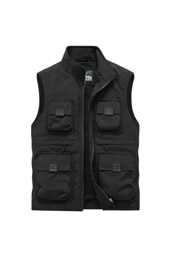 Men's Multi Pocket Cargo Leisure Simple Solid Color Vest Men's Work Vest